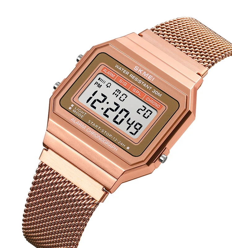 

SKMEI 1639 water proof Steel Mesh Band LED light digital Sport Wrist watches