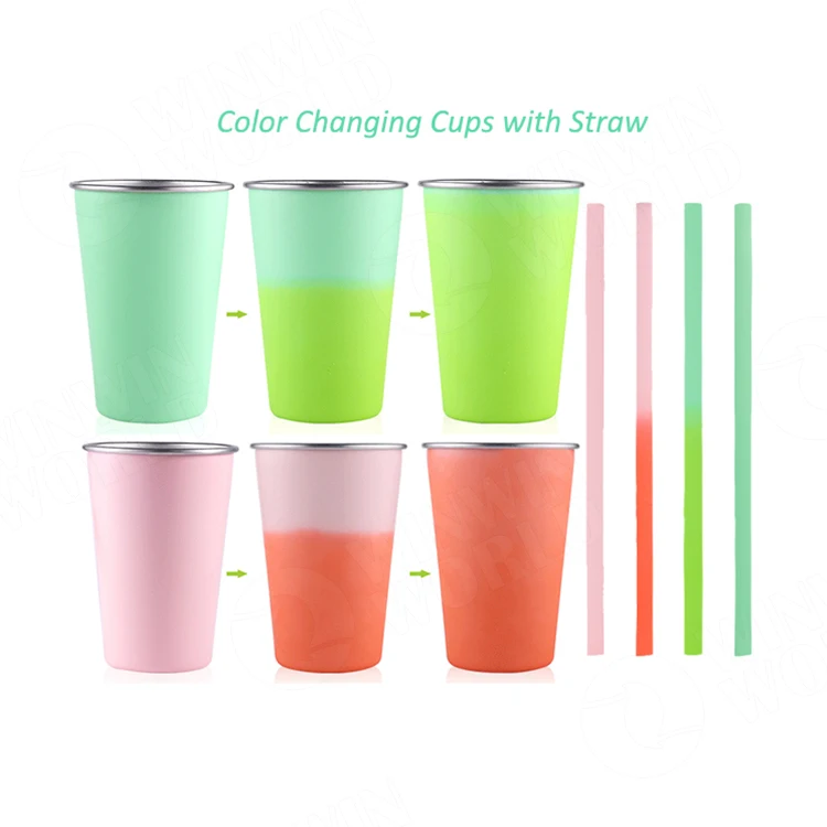 

color changing cold coffee cup with color changing straw, Insulated Color changing tumbler coffee cup, Magic Mug, Accept customized color