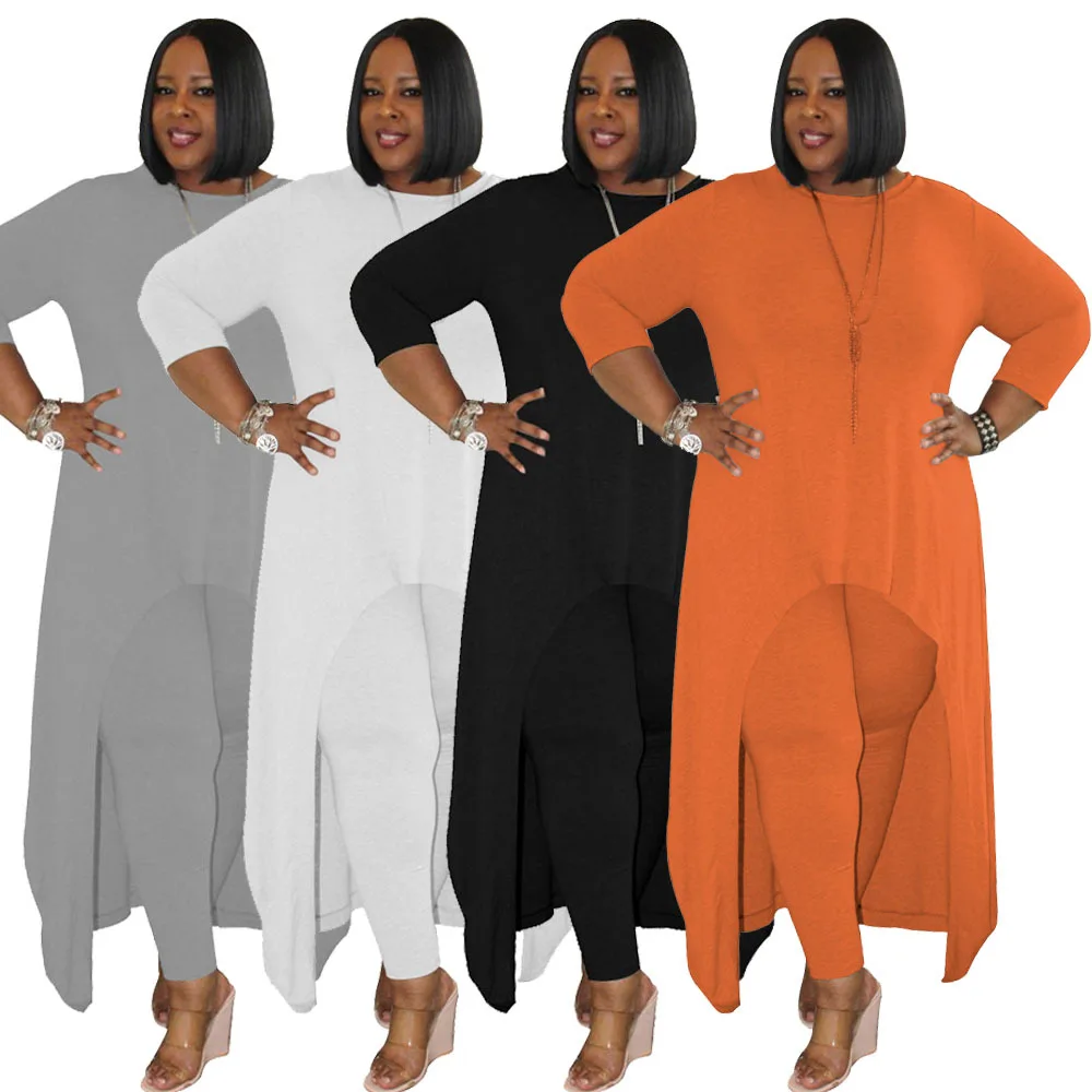 

Wholesale Women Long Sleeve Two Pieces Sets Soild Color Plus Size Loungewear Sets, Picture color