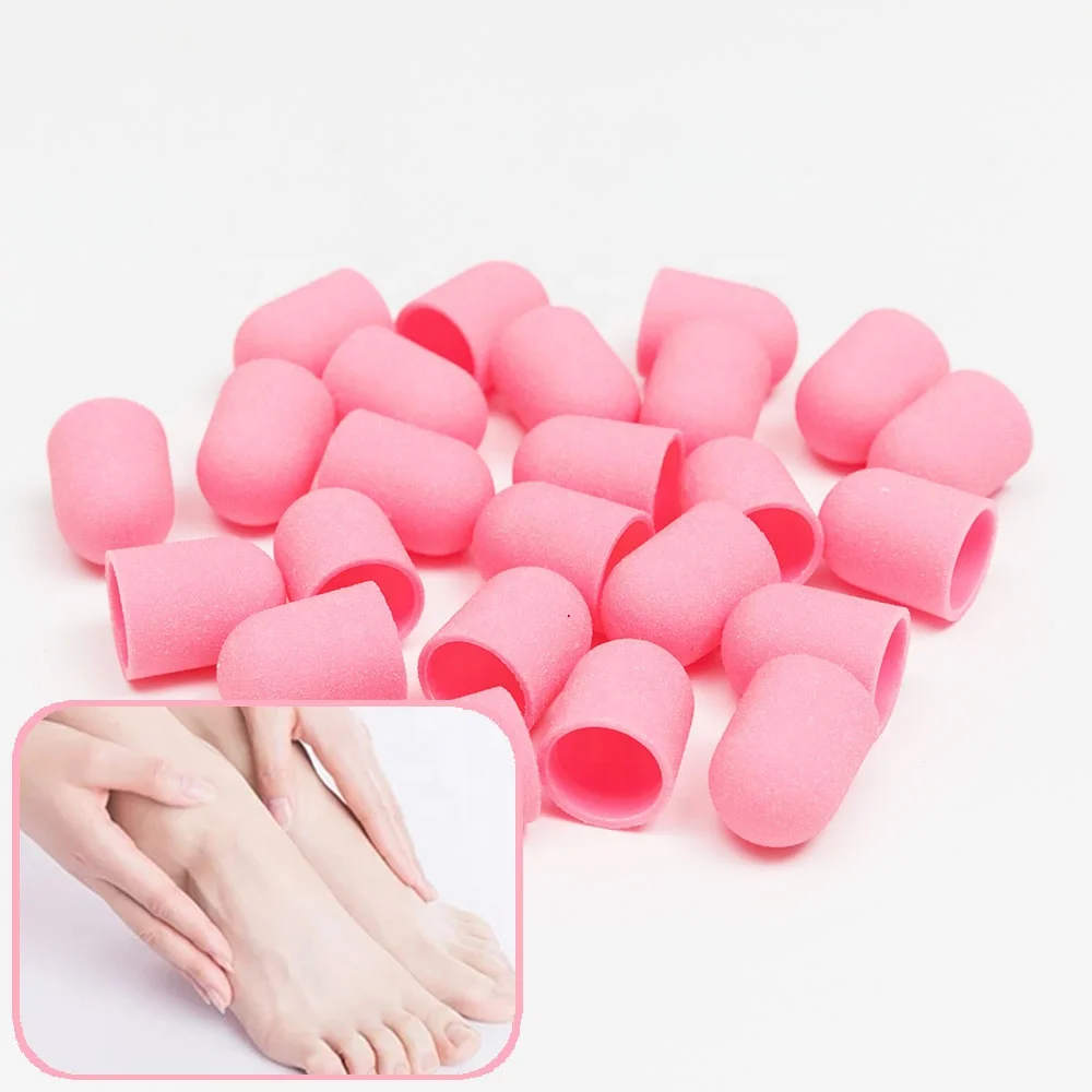 

pink abrasives sanding caps 13mm 80# 120# 180# for Pedicure manicure