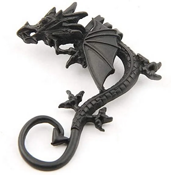 

Animal Wrap Earring for Women Vintage Black Gold Punk Earring for Men Dragon Ear Cuff Earring, Picture shows