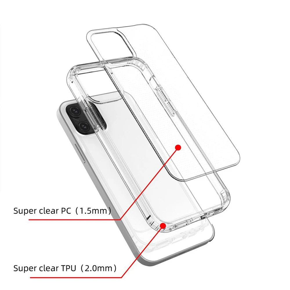 

Transparent TPU PC High Clear Mobile Cell Phone Covers Cases For Apple iPhone 6 7 8 SE, Custom