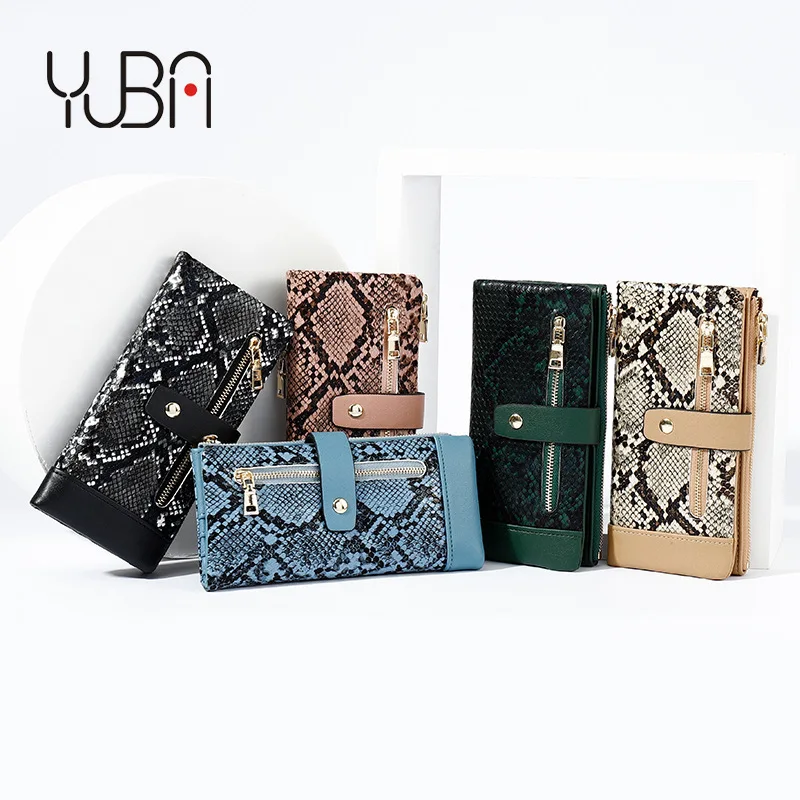 

Leather Wallets Coin Pouch Zipper Multi-card Buckle Wallet Holder Purse Long Clutch Snake Skin Purse, Customized