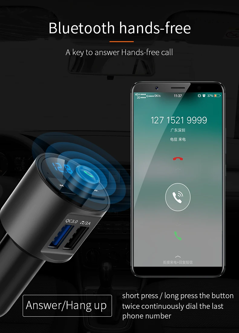 Комплект громкой связи Bluetooth BT56, автомобильное зарядное устройство, FM -передатчик, mp3-плеер, QC 3,0, двойное зарядное устройство USB| Alibaba.com