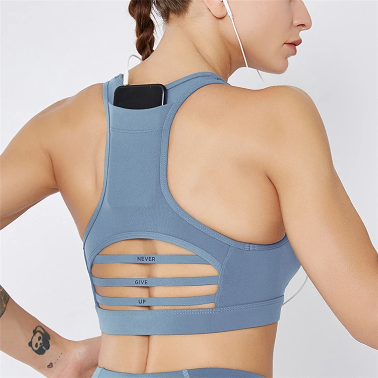 

Back Pocket Sports Bra Shockproof Beauty Back Mesh Vest bra women Sports Underwear yoga tank top, Customized colors