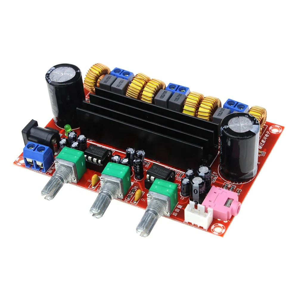 

XH-M139 2.1-channel power audio amplifier board 12V-24V wide voltage TPA3116D2 2*50W+100W power amplifier board