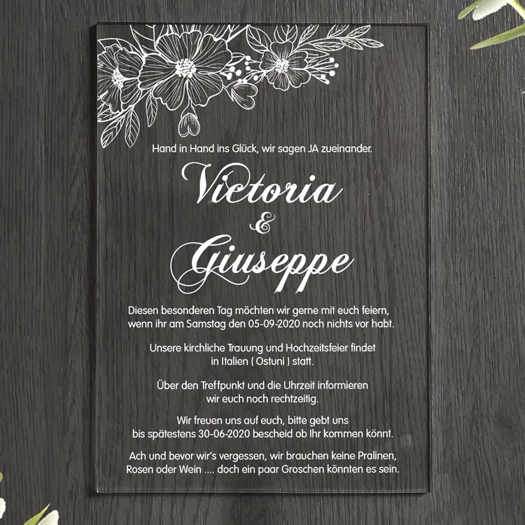 

Customized Luxury Clear Laser Cut 3D Baby 1st Birthday Acrylic Wedding Invitations Card