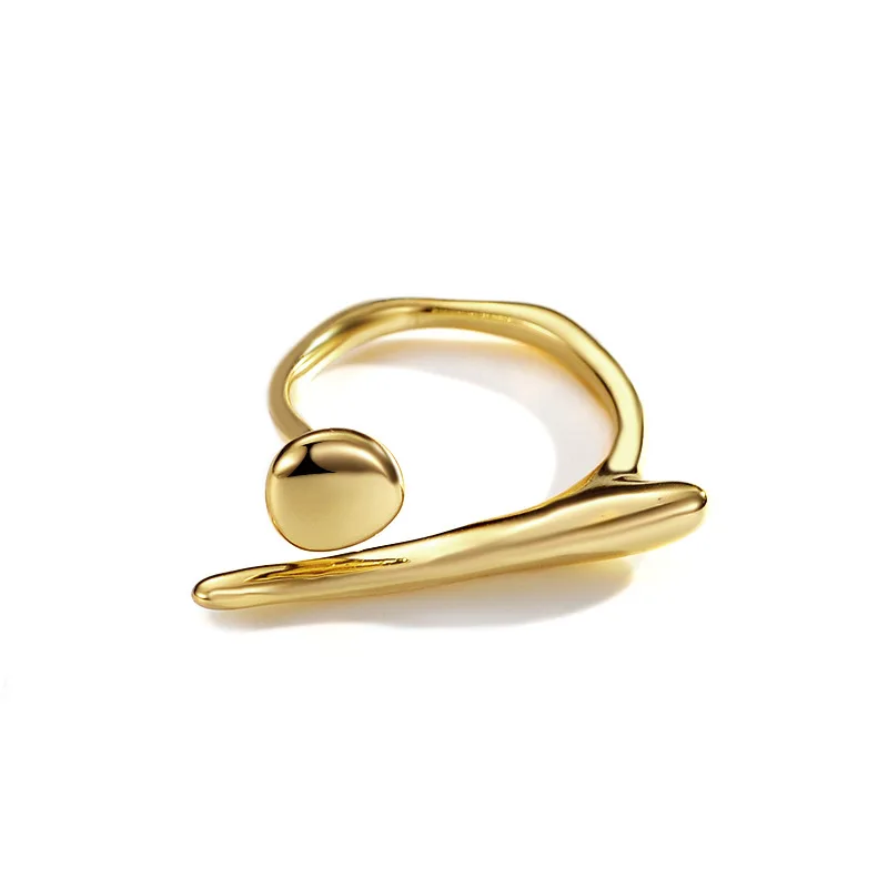 INS Unique Design 18K Gold Plated Special Shaped Ring S925 Sterling Silver Geometric Irregular Open Ring