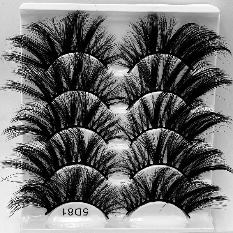 

Hot Sale Fast Delivery 5 Pairs Thicken And Lengthen 5d Flase Mink Lashes By The Bulk Custom Luxury Lashes Boxes, Natural black