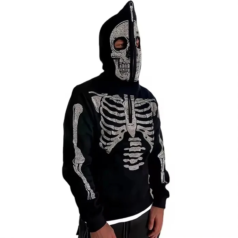 Plus Full Zip Hoodie Flat Back Rhinestones