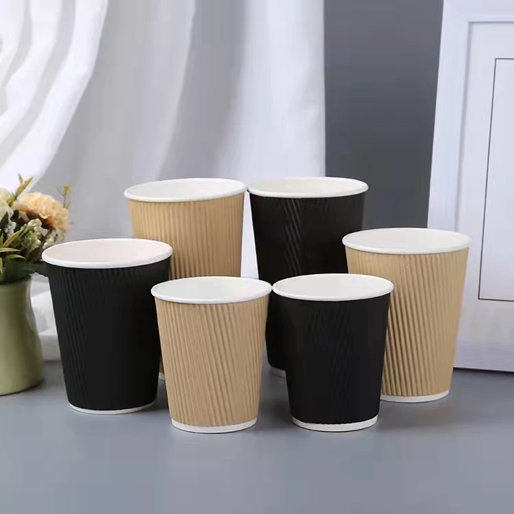 

QIAN HU Wholesale Custom Logo Printed Disposable Paper 16oz Hot Tea Coffee Cups with Lid and Hander, White,nature