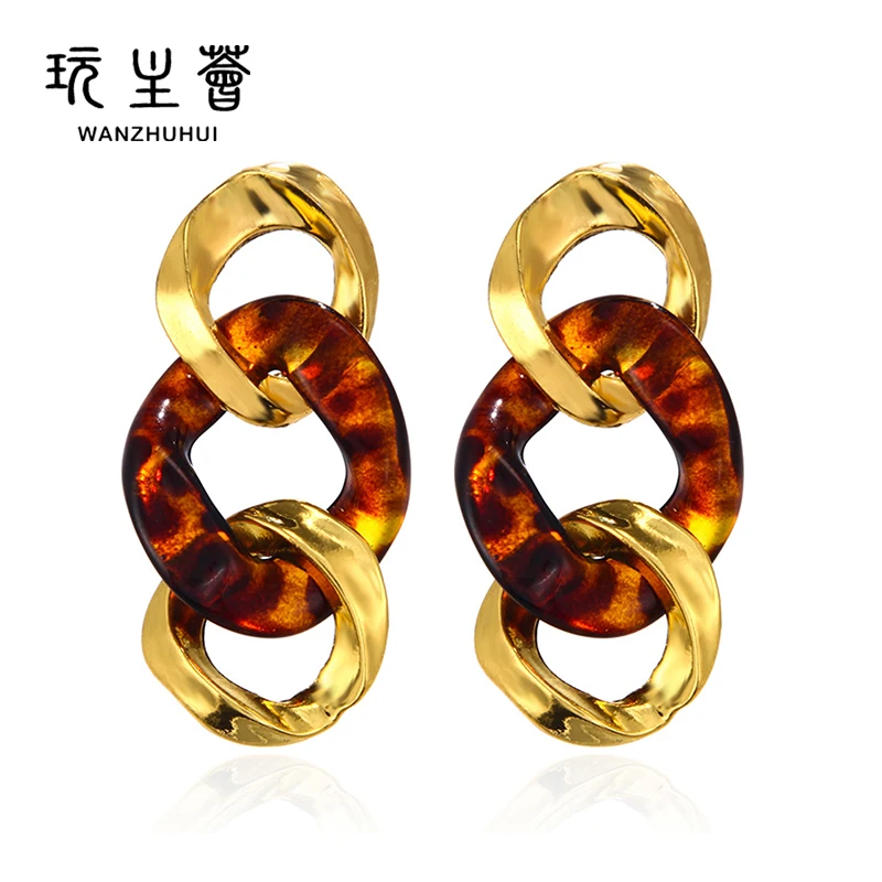 

European American big brands same style vintage big chain designer earring, Gold