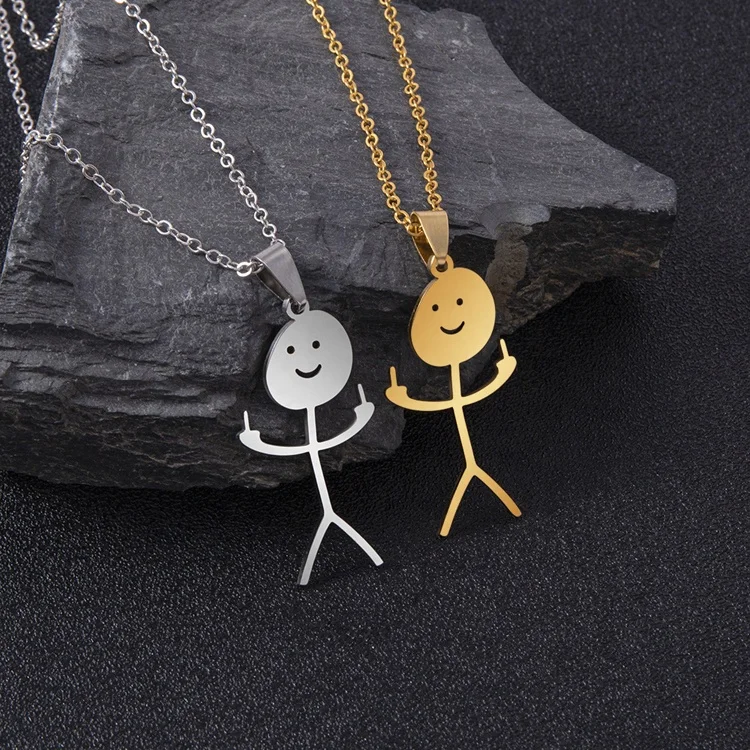 

2022 New Amazon Cartoon Funny Doodle Necklace Stainless Steel Characters Pendant Necklaces