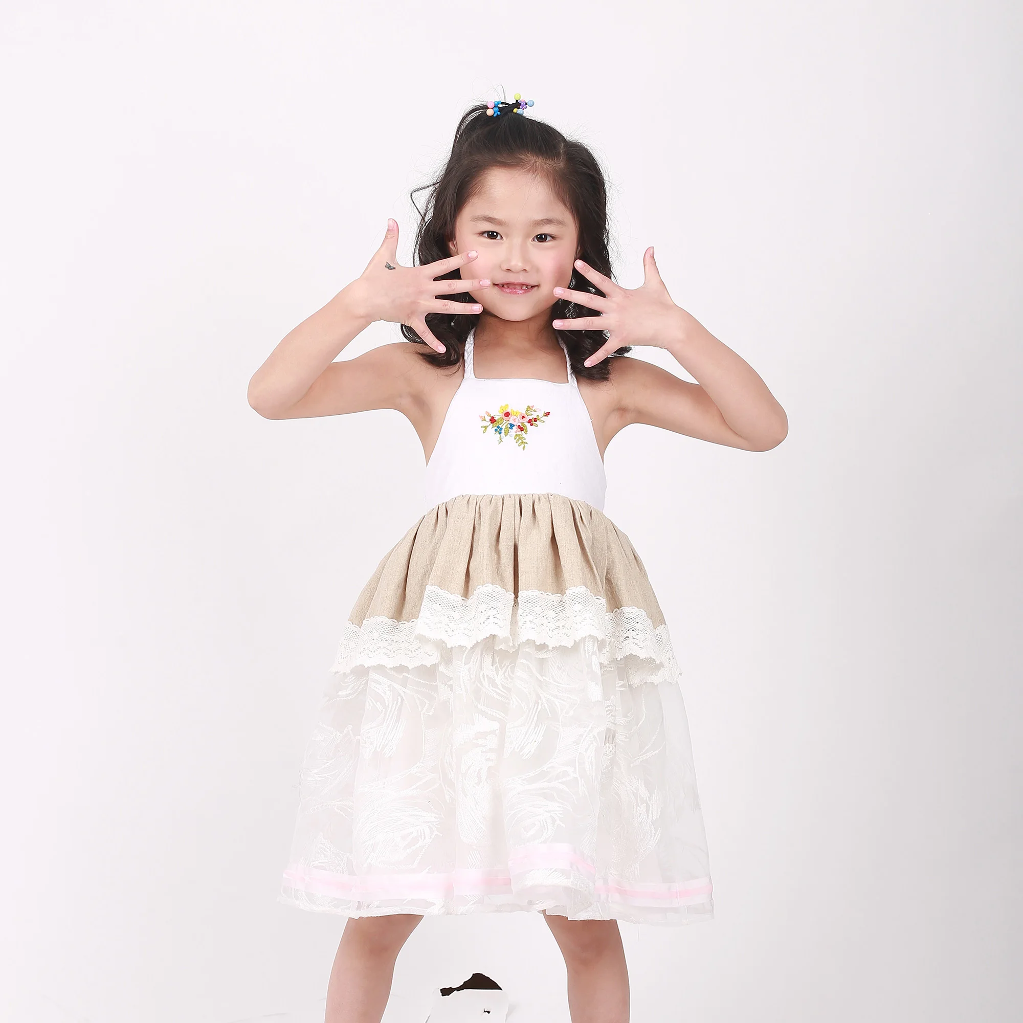 

2021 summer new boutique handmade embroidery kids baby girl dress