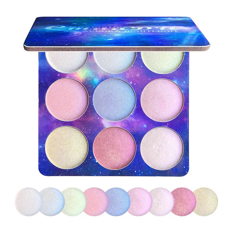 

Cmaadu 9 Colors Professional Natural Glitter Eye shadow Palette Shimmer Highlighter Makeup Facial Profile Repair Powder