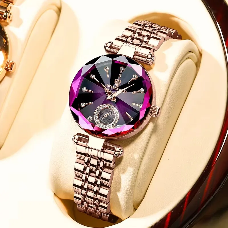 POEDAGAR 719 Romantic Crystal Ladies Watches Diamond Waterproof Luxury Stainless Steel Female Women's Quartz Watches Rose Gold