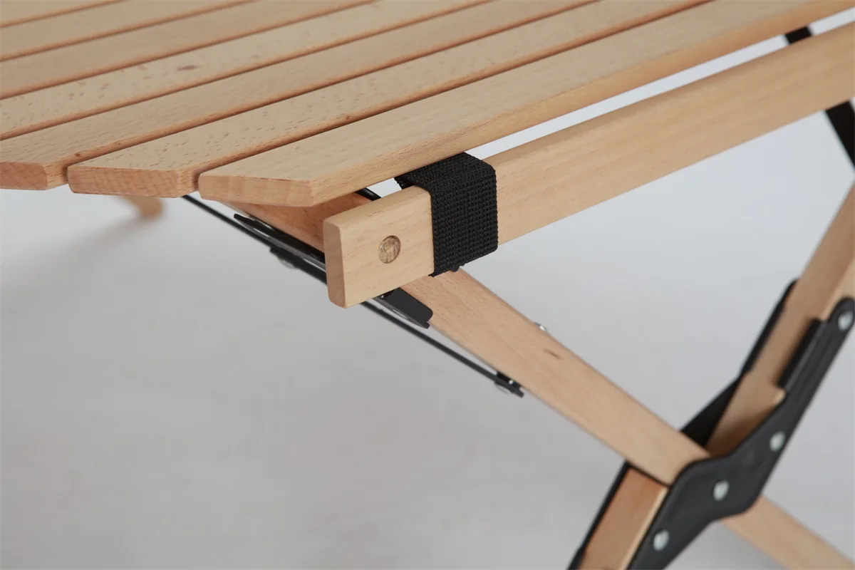 
New Style Beech Wood Portable Folding Camping Roll Table 