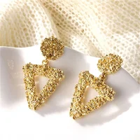 

Geometric Hanging Earrings Hollow Metal Charm Rose Gold Plated Earrings