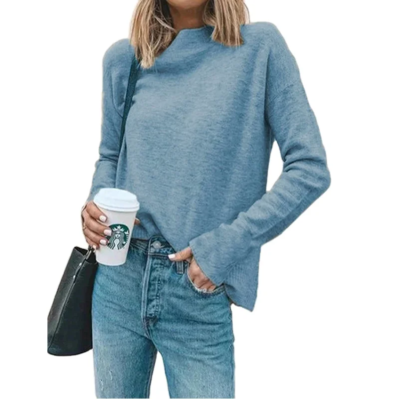 

Autumn and Winter European and American Casual High-necked Solid-color Cashmere Long-sleeved Head Sweater Women's Clothing