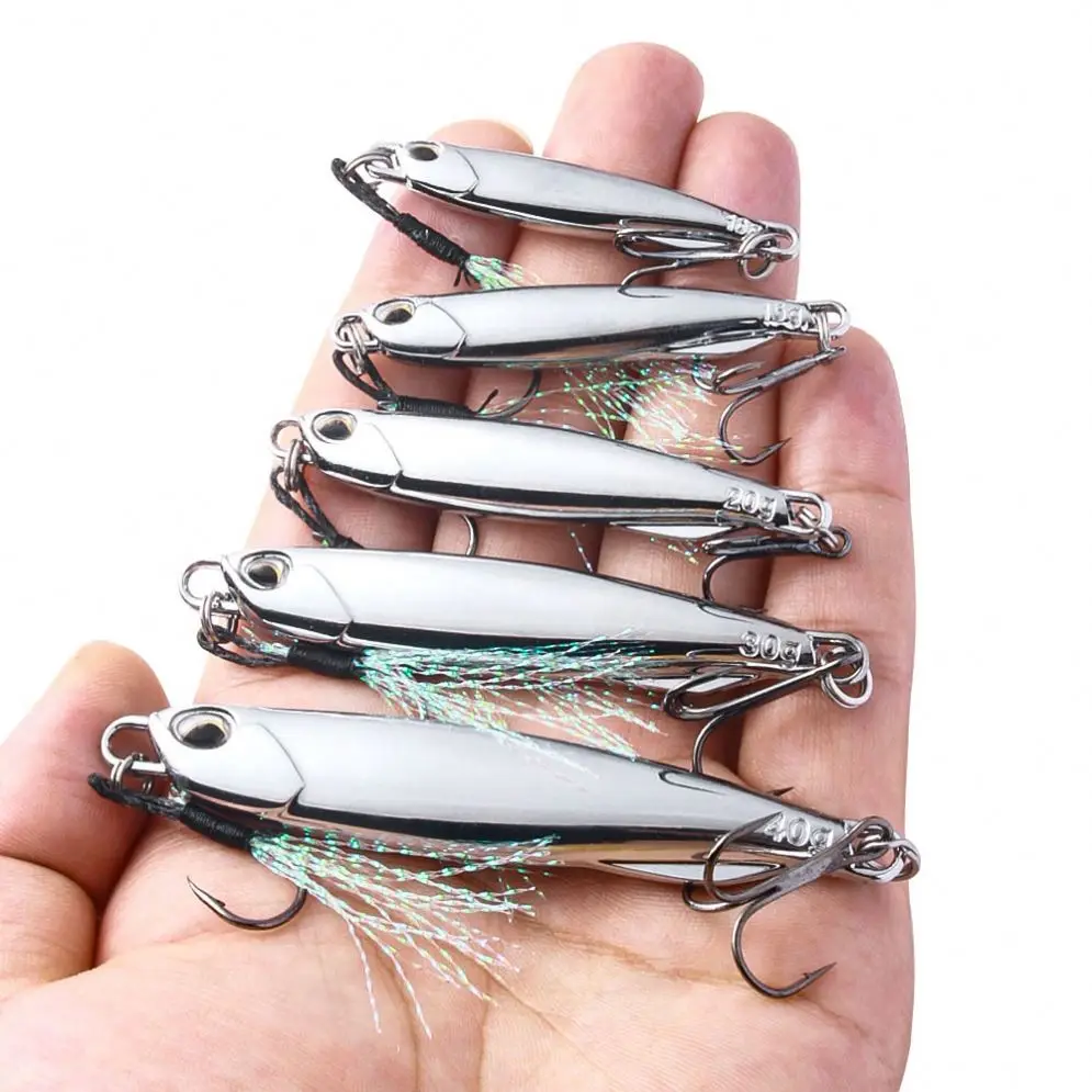 Wholesale Jig Electroplating Chrome Lead Sea Fishing Baits 10G 15G 20G 30G 40G Sinking Artificial Fishing Metal Jigging Lures