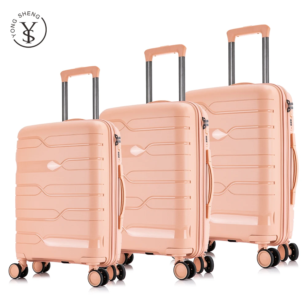 

2021 Wholesale 20 24 28 inch Factory Price PP luggage Cheapest 4 Spinner Wheels Hardside travel suitcase sets