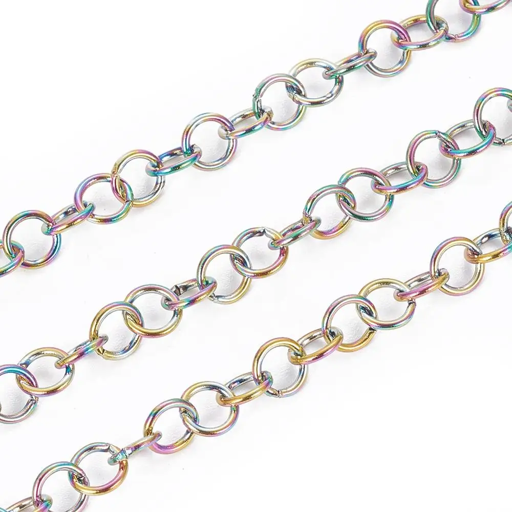 

PandaHall 5mm Soldered Multi Color 304 Stainless Steel Rolo Chains