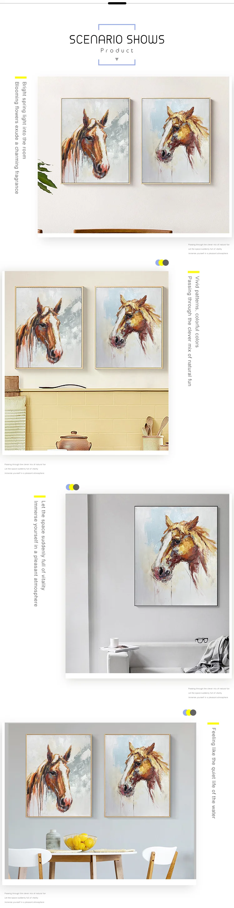 High Quality Handpainted Modern Realistic Abstract Study Decoration Oil Animal Painting Canvas Art Horse Painting