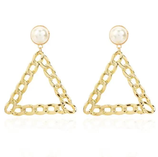 

2021 Geometric Women Punk New Style Chain Earrings Simple Design Jewelry Metallic