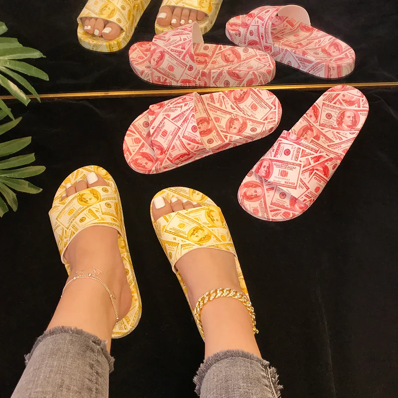 

2021 Women USD Patterns Home Flat Slippers Comfortable for Ladies woman sandals woman sandals new arrivals 2021, Customized color