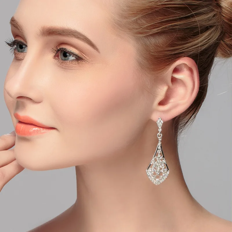 

2021diamond earrings earrings wedding jewelry alloy manufacturers wholesale bridal earrings