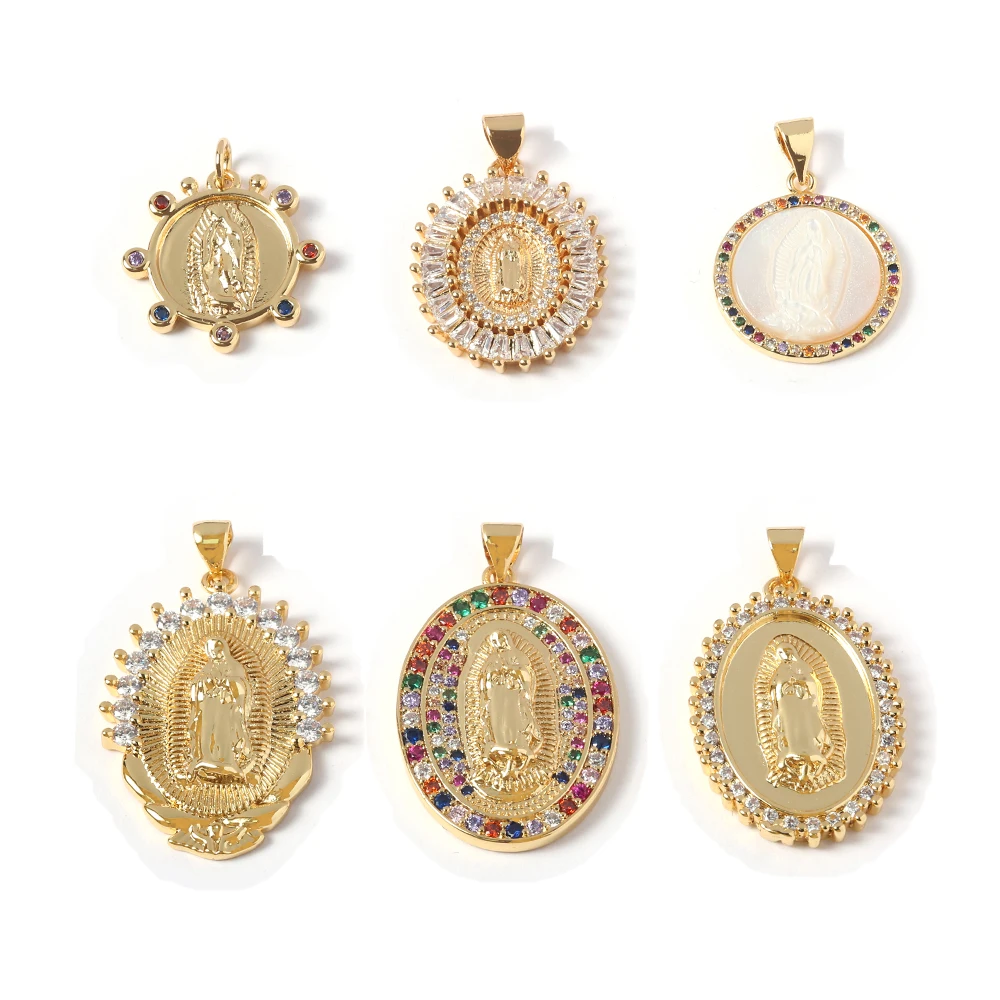 

Bestone Zircon Classical Real Gold Plated Metal Jesus Charm for Neckalce