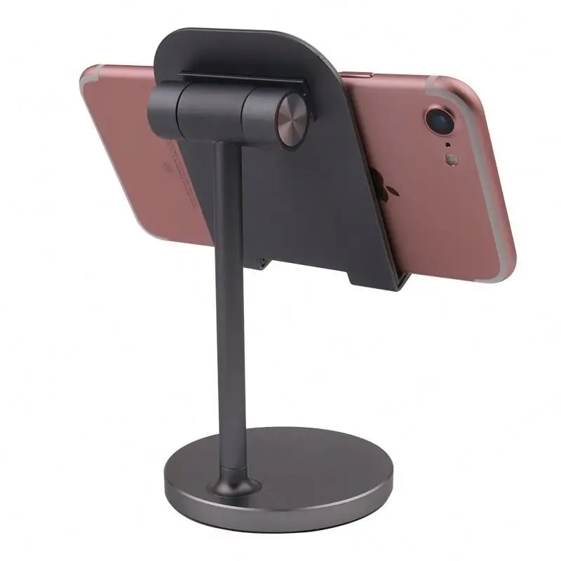 

Desk phone holder TOLve adjustable aluminum alloy desktop mobile phone tablet stand, Silver, black