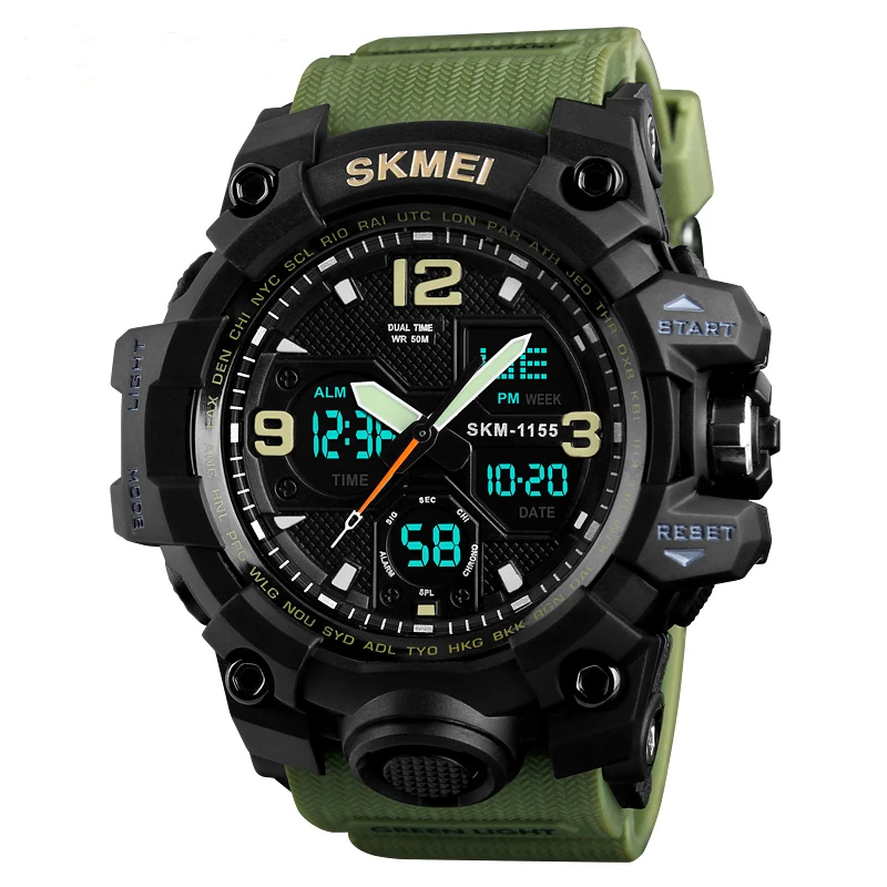 

Skmei 1155B Hot Sale Waterproof Analog Digital Watches Men Wrist Watch Sport Wristwatches, 6 colors