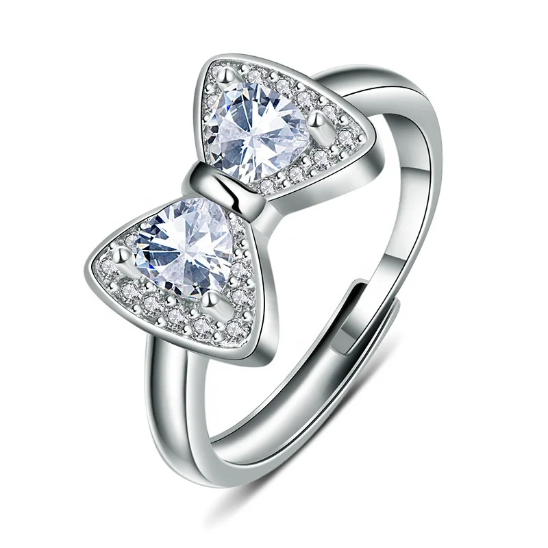 

Manufacturers Drop Shipping Cute Butterfly Jewelry Fashion Women Bow Ring, White