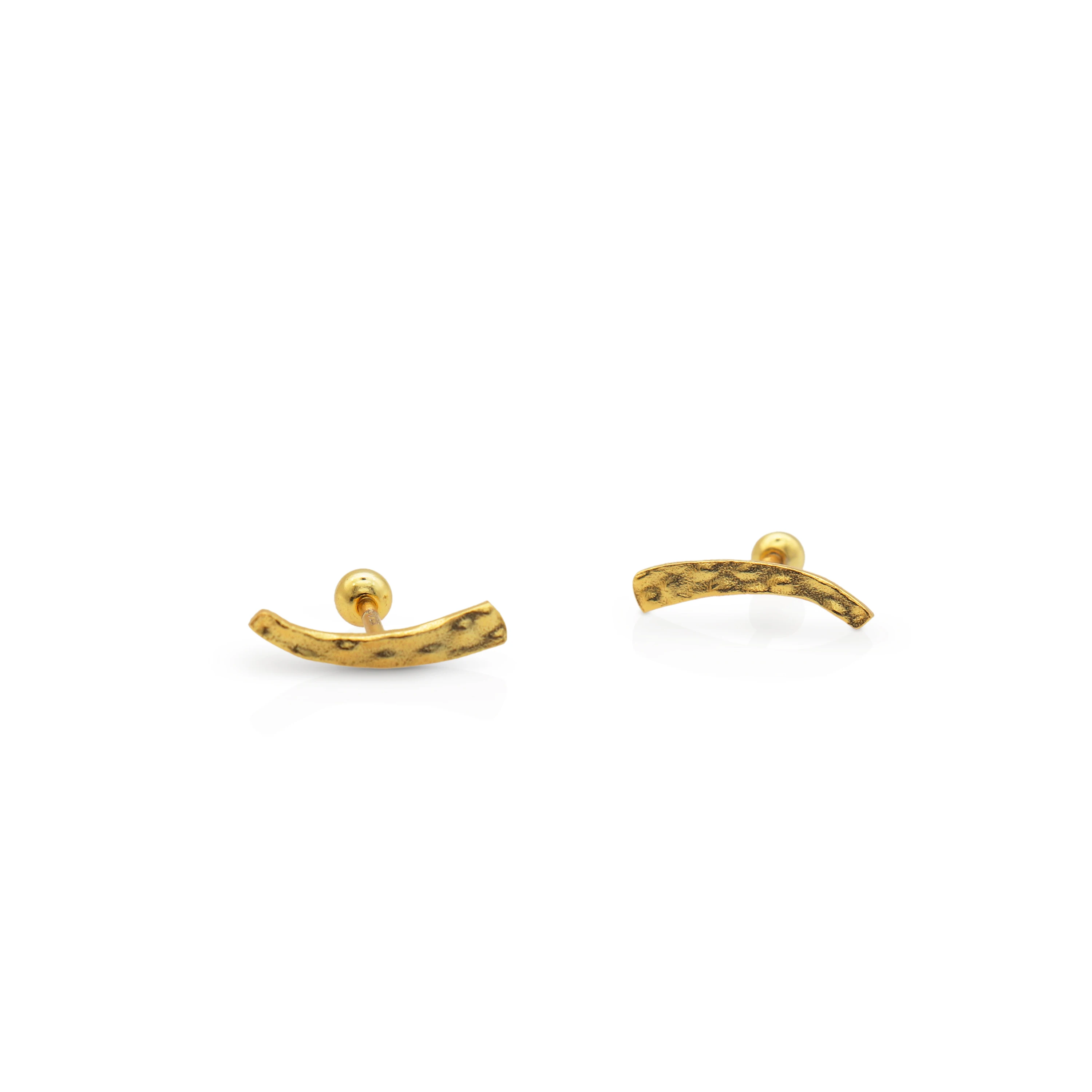 

Chris April Vintage 925 sterling silver minimalist screw ear back organic shape smile earring stud, Yellow gold/silver