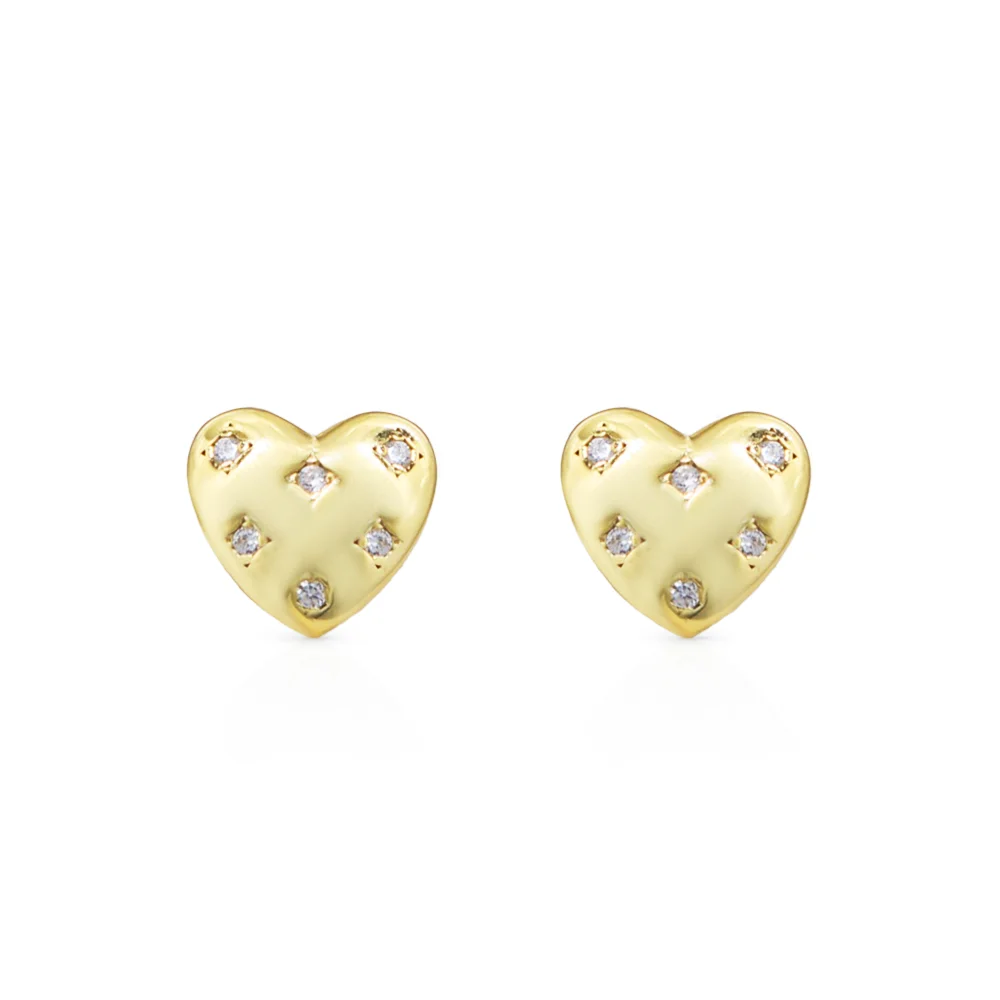 

Chris April 925 sterling silver zircon pave love heart shape stud earrings