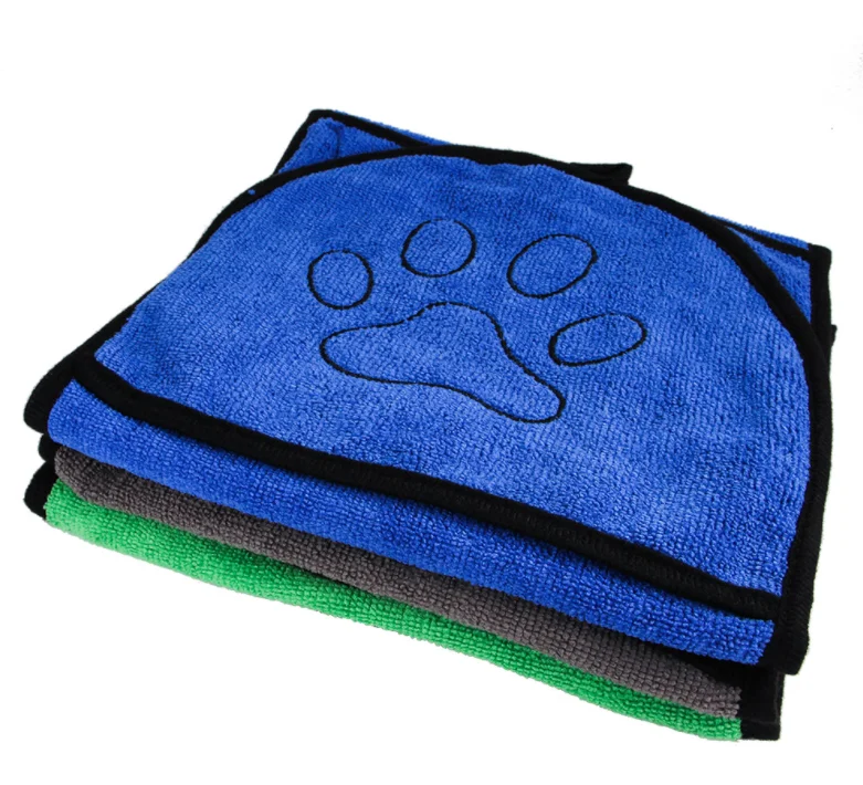 

high absorption microfiber thickened multicolor cotton pet dog triangular towel, Green