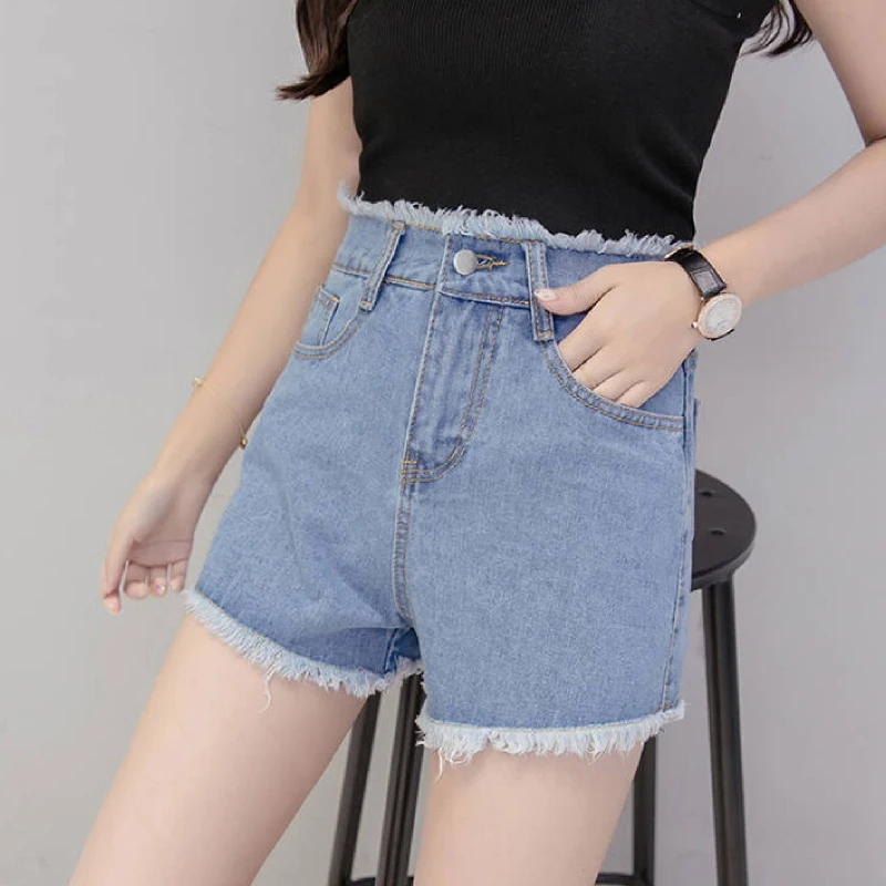 

Wholesale Custom 2020 Women New Style Ripped Rough Edges Denim Zipper Shorts Summer High waist hot short pants jeans