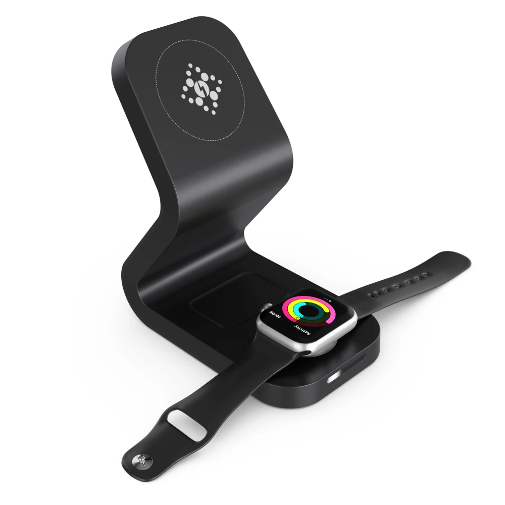 

Qi 15w Wireless charger 3 in One Charging Station Portable 3 in 1 foldable Wireless Fast Charger For Table, White black