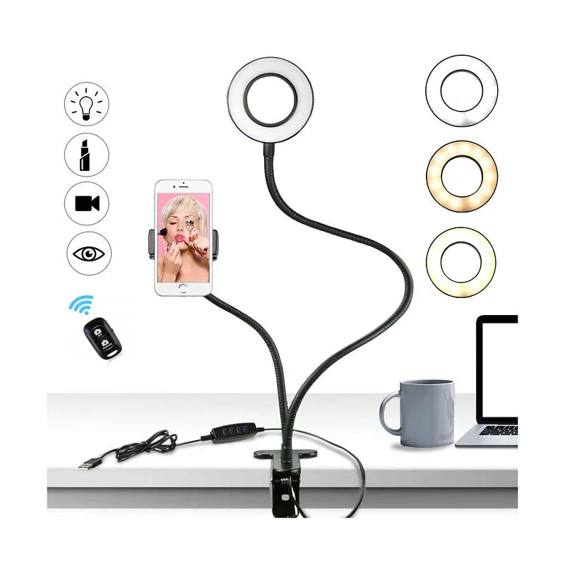 

upgrade flexible hose ring light mobile phone holder selfie ring light 3 models lighting tiktok Live Broadcast