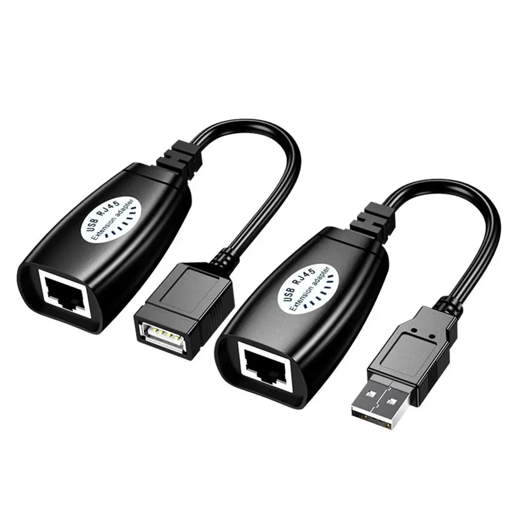 

Hot sale 150ft 50M USB to RJ45 Extension Adapter by UTP cable Over Single RJ45 Ethernet Cat5E 6 Cable, Black