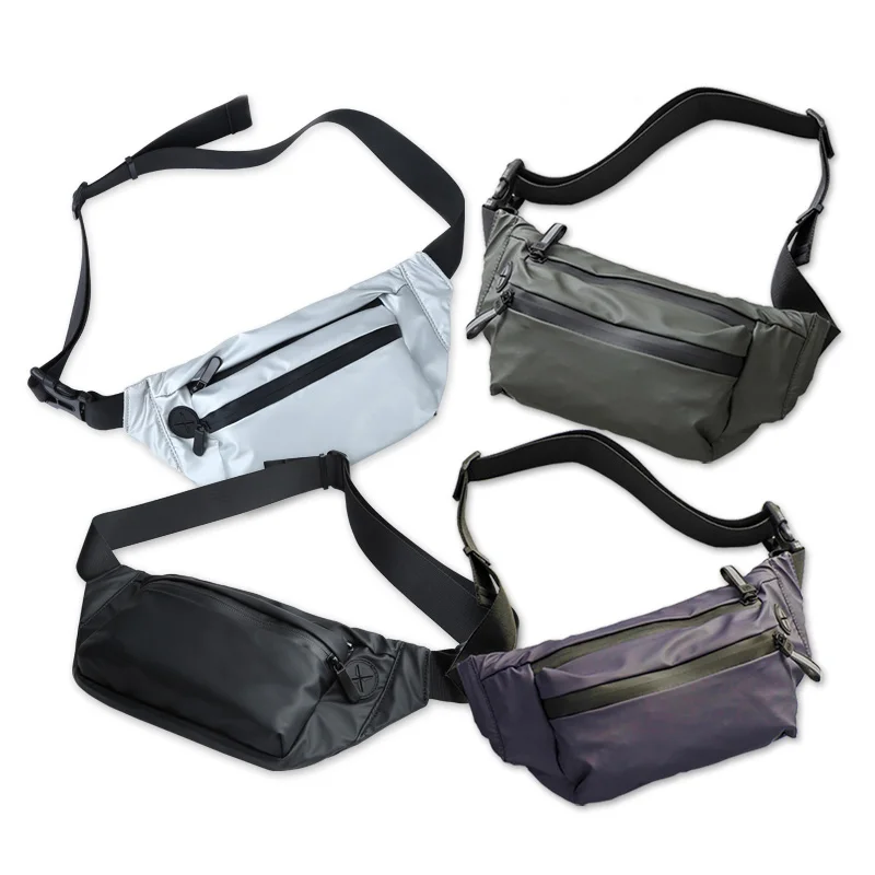 

2021 Minimalism girl fanny pack run belt bag man travel waist bumbag waterproof waistbag running, Black, silver