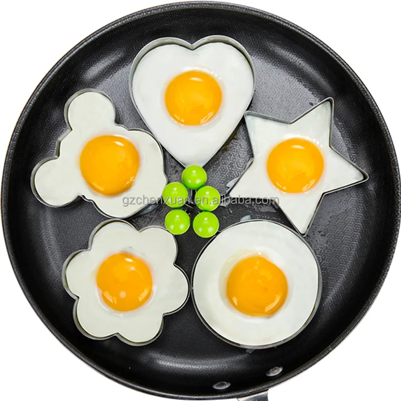 

Stainless Steel 5Style Fried Egg Pancake Shaper Omelette Mold Mould Frying Egg Cooking Tools Kitchen Accessories Gadget Rings, Picture