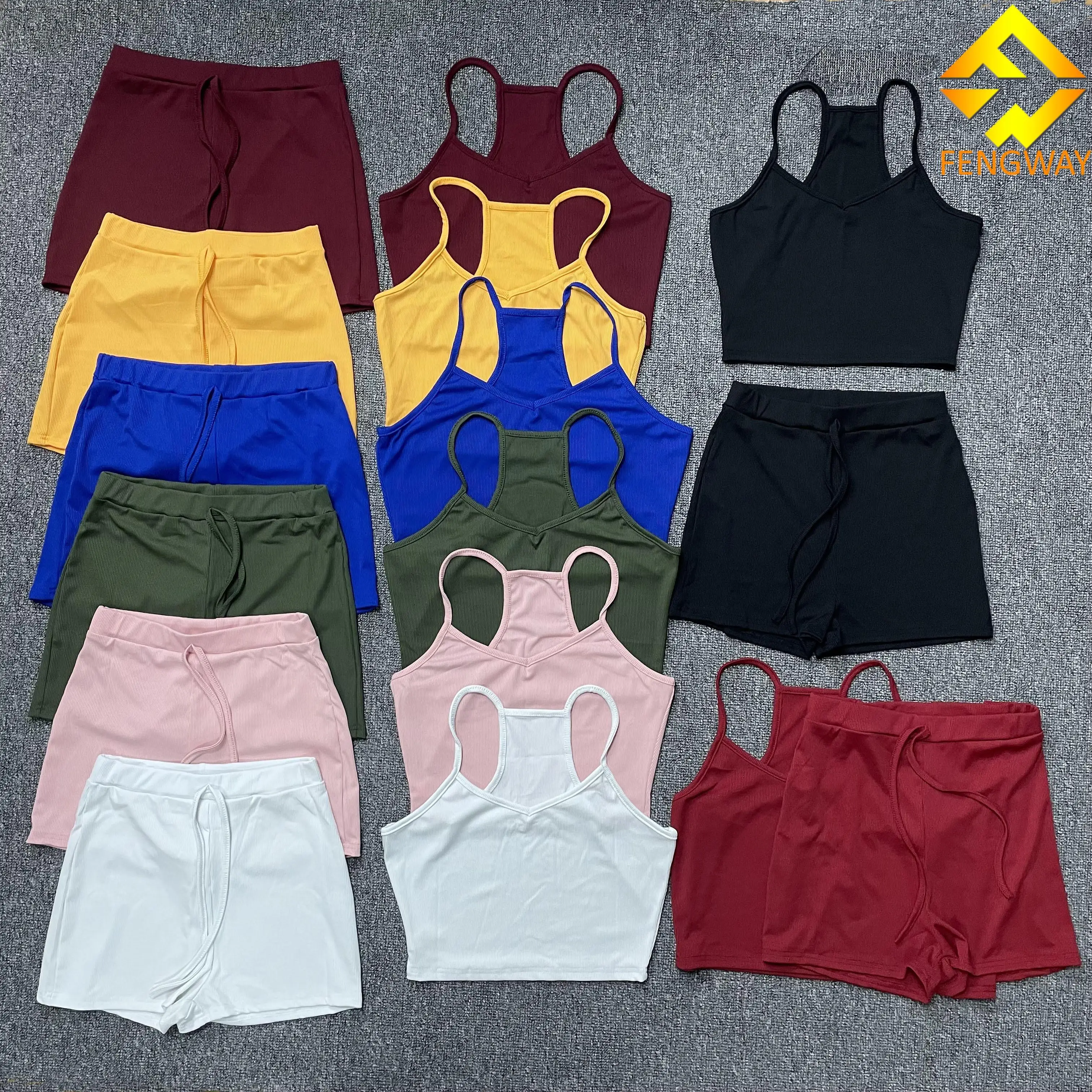 

2021 Women Fashion Clothing Short Pants 2 Two Piece Set Crop Top Shorts Set for Women Summer Clothes, 8 colors