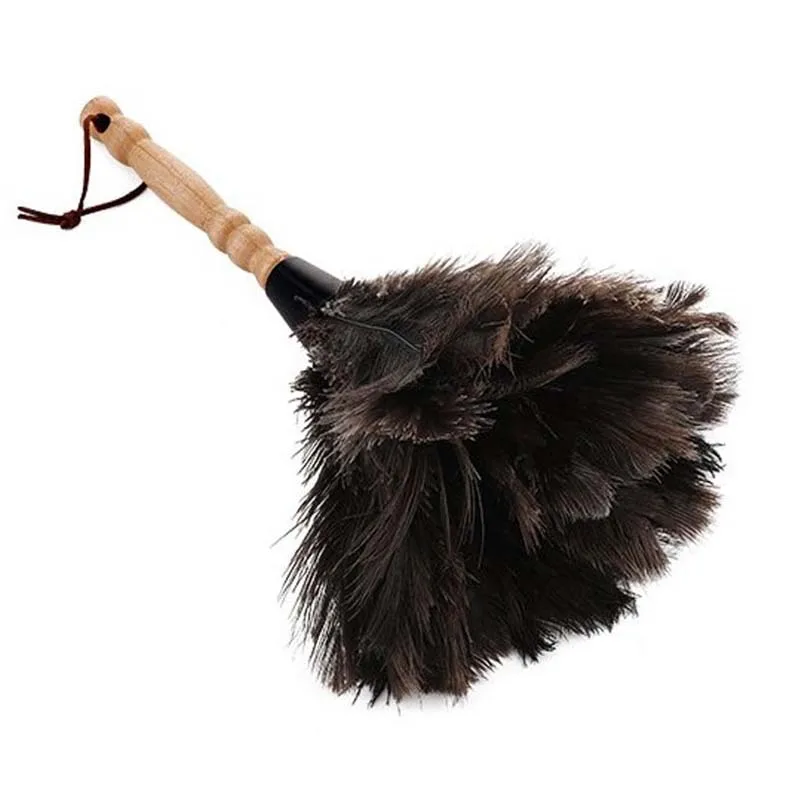 

Household Wood Handle Ostrich Feather Duster Anti - Static Ostrich Feather Fur Brush Duster Dust Cleaning Tool