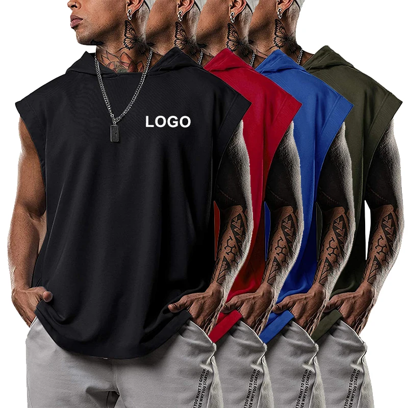 

Custom Design Men's Workout Tank Tops Men's Fitness Performance Muscle Sleeveless Shirts Men's Gym Training Short Hoodies, Customized color