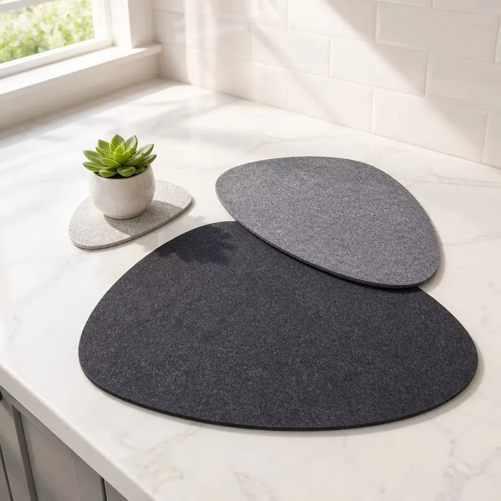 Marble and Succulent - organic felt placemats styled with marble and greenery