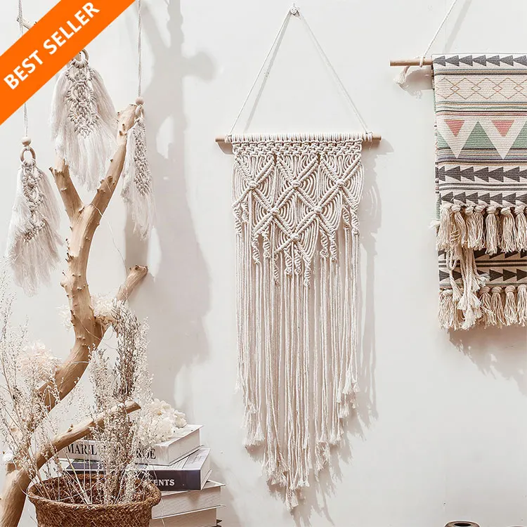 

Boho nordic indian luxury home Christmas wedding tassels decor handmade cotton woven macrame wall hanging tapestry