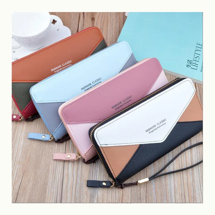 

Fashion Luxury Durable Long High Capacity PU Leather wallets 2021 womens wallet custom logo Women Zipper Purse Wallet