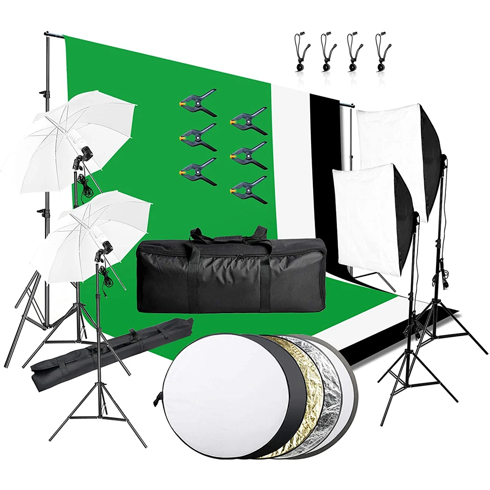 

JUNNX Photography Video Studio Lighting Kit Umbrella Softbox Set Continuous Lighting for Photo Studio 1.8*2.8m Support System